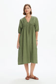 Puff Sleeve Gather Front Dress