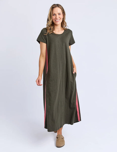 Recovery Dress- Dark Khaki/Coral