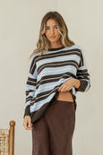 Bedford Stripe Knit- Chocolate/Blue