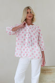 Malta Polka Dot  Top- Pink/White