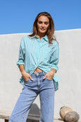 Pippa Stripe Shirt- Green/White