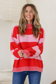 Tilly Stripe Knit- Red/Pink