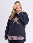 Star Intarsia Knit- Navy