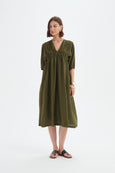 Puff Sleeve Gather Front Dress