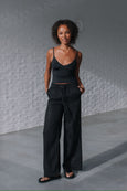 Maisie Tencel Drawstring Jean- Black