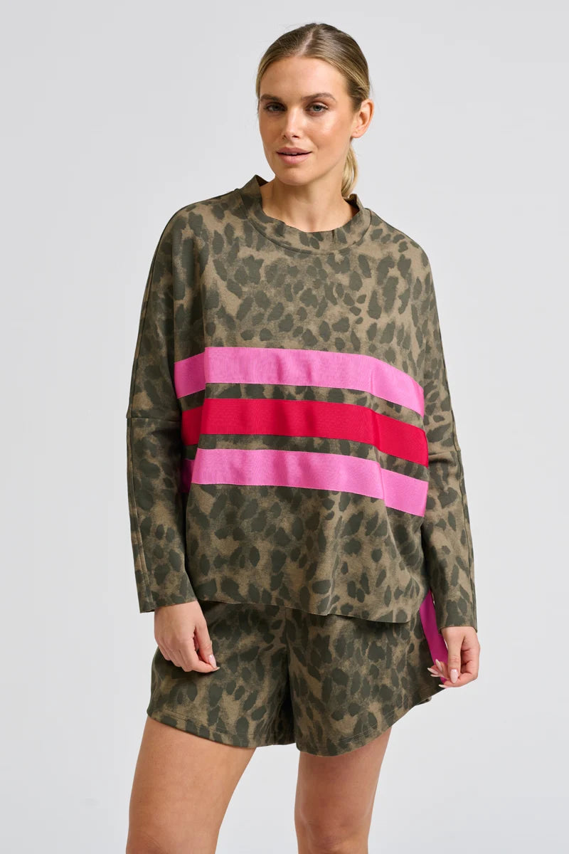 Ruby Raw Sweatshirt - Leopard Gg Stripes