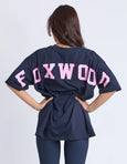 Interval Tee-Navy With Neon Pink