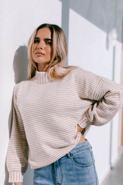 Billie Knit- Camel Stripe