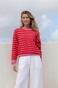 Zara Stripe Knit- Red/Pink