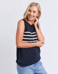 Striped Knit Tank- Navy