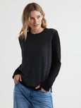 Intarsia Knit Crew- Charcoal