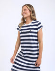 Signature Tee Dress- Navy & White Stripe