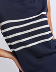 Striped Knit Tank- Navy