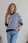 Zara Stripe Knit- Blue/Chocolate