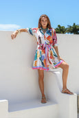 Miami Sky Shirt Dress-
white/pink multi