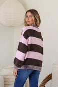 Tilly Stripe Knit- Pink/Choc