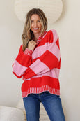 Tilly Stripe Knit- Red/Pink