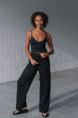 Maisie Tencel Drawstring Jean- Black