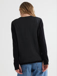 Intarsia Knit Crew- Charcoal