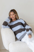 Lucy Stripe Knit- Choc/Blue