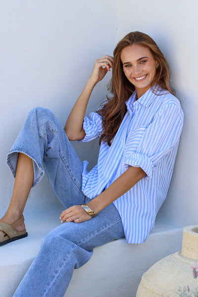 Pippa Stripe Shirt- Blue/White
