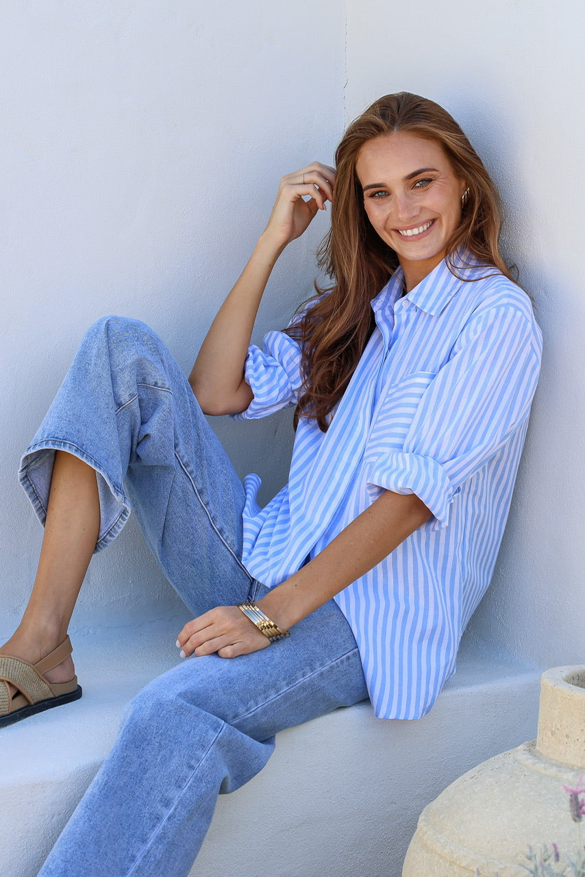Pippa Stripe Shirt- Blue/White