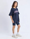 Interval Tee-Navy With Neon Pink