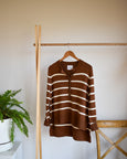 ochre/ivory breton stripe button henley