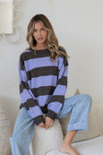 Eliza Stripe Knit- Blue/Choc