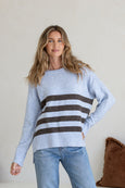 Manor Stripe Knit- Blue/Chocolate