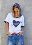 Ringer Tee- White/Navy
