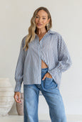 Belair Stripe Shirt- Blue/Chocolate