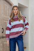 Tilly Stripe Knit- Blue/Wine