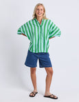Palermo Stripe Shirt- Green/Blue