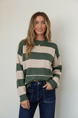 Eliza Stripe Knit-Khaki/Natural