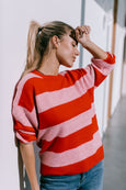 Eliza Stripe Knit- Pink/Red
