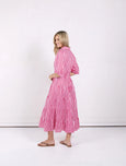 Jane Linen Dress- Pink/Red Stripe