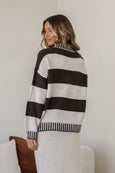 Tilly Stripe Knit- Choc/Natural