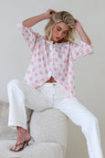 Malta Polka Dot  Top- Pink/White