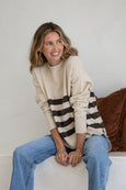 Manor Stripe Knit- Natural/Chocolate