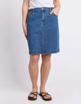Birdie Denim Skirt- Mid Blue