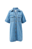 Bonnie Relaxed Shirt Dress- Vintage Blue