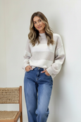Tilly Stripe Knit- Latte/White