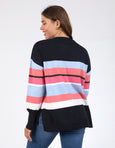 Lacey Stripe Knit- Navy/Pink