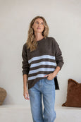 Manor Stripe Knit- Chocolate/Blue