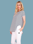 Elwood Curved Hem T Shirt- Nautic Stripe