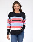 Lacey Stripe Knit- Navy/Pink