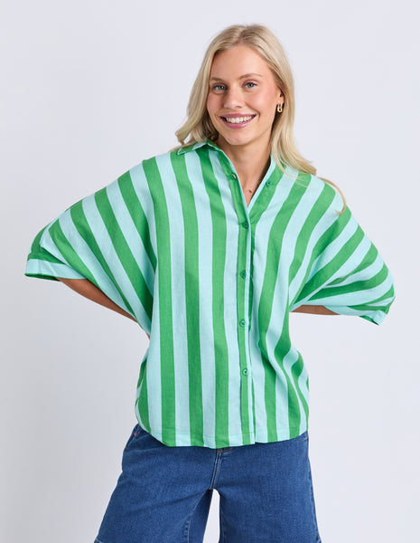 Palermo Stripe Shirt- Green/Blue