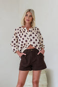 Malta Polka Dot Top- Latte/Chocolate