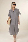 Hexi Shirt Dress- Black/Cream